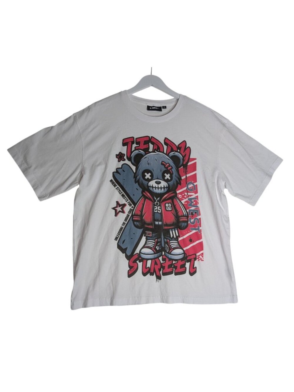 G West Teddy Bear Graphic Tee XL Mens White Cotton Teddy Street